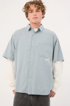 Pay N Spray Short Sleeve Check Shirt China Blue