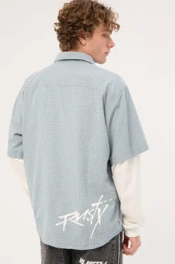 Pay N Spray Short Sleeve Check Shirt China Blue