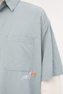 Pay N Spray Short Sleeve Check Shirt China Blue
