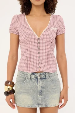 Peggy Sue Button Down Blouse Pink A Boo