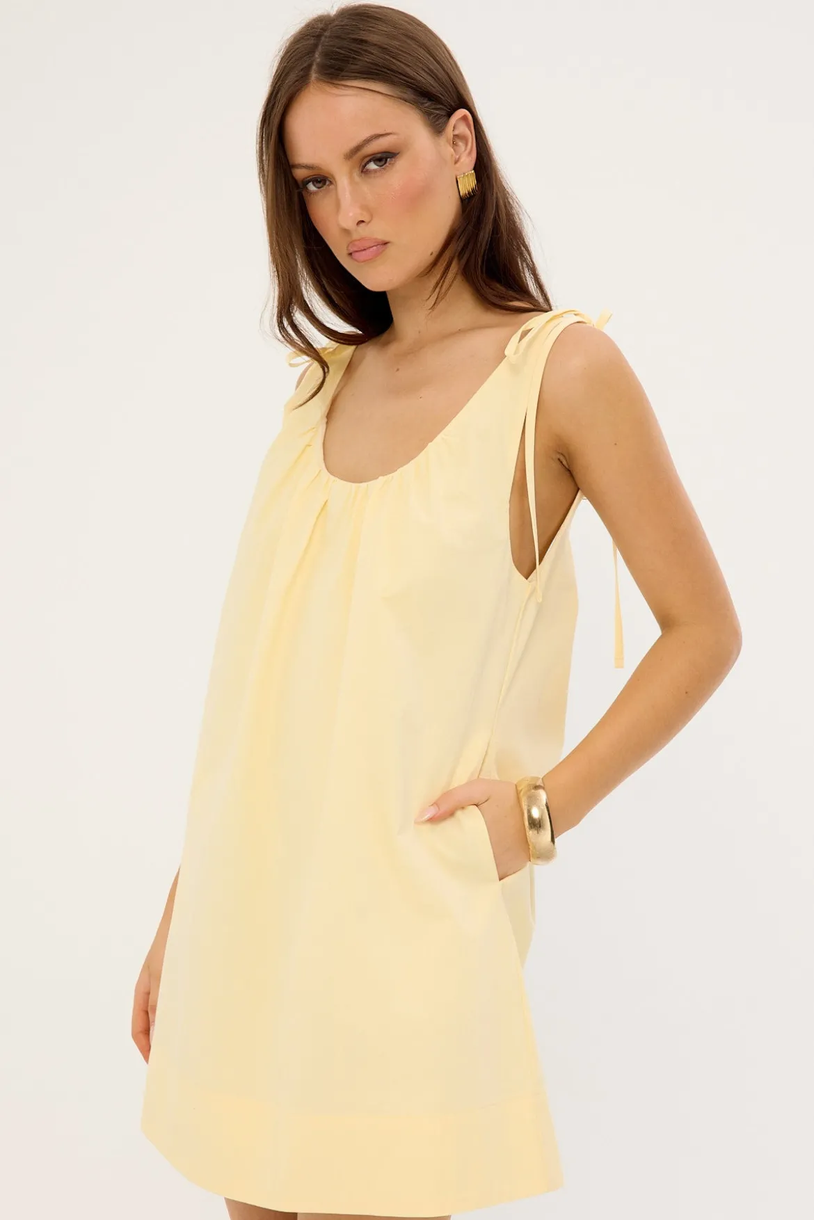 Penelope Tie Shoulder Mini Dress Butter