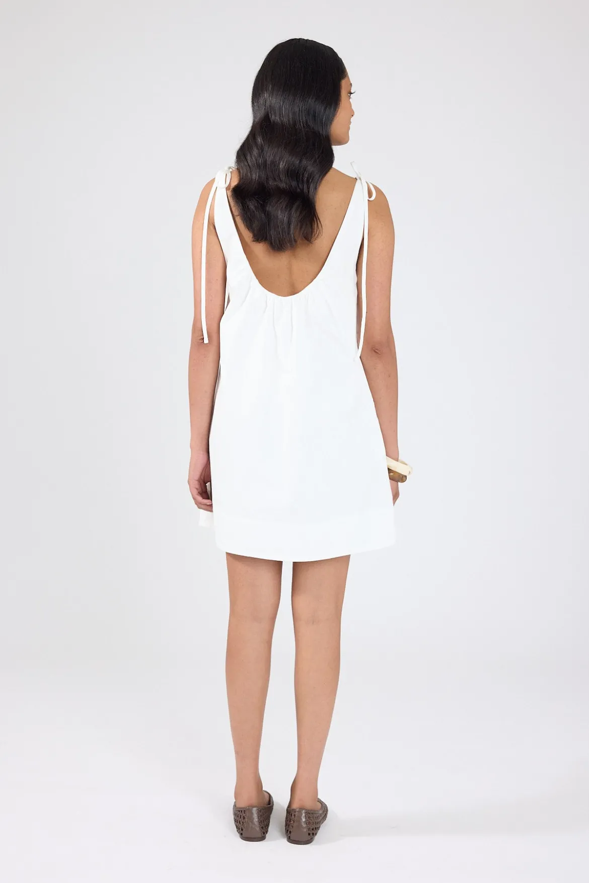 Penelope Tie Shoulder Mini Dress Off White