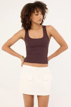 Penn Drawcord Mid Rise Mini Skirt White