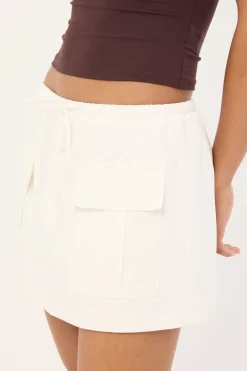 Penn Drawcord Mid Rise Mini Skirt White