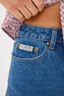 Penny Kick Flare Denim Shorts Middy Blue