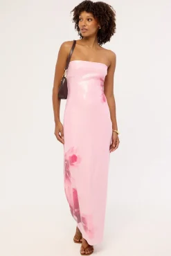Peony Sequin Maxi Dress Pink Print