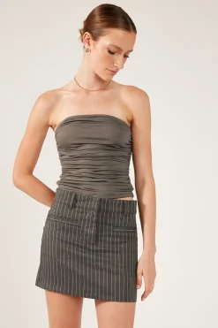 PEPPER PINSTRIPE 90S MINI SKIRT Grey Stripe