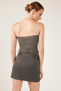 PEPPER PINSTRIPE 90S MINI SKIRT Grey Stripe