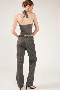 PEPPER PINSTRIPE 90S STRAIGHT LEG PANT Grey Stripe