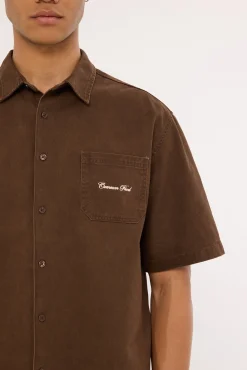 Percival Boxy Cropped Shirt Washed Brown
