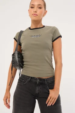 Perpetual Ringer Tee Khaki Green