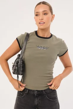 Perpetual Ringer Tee Khaki Green
