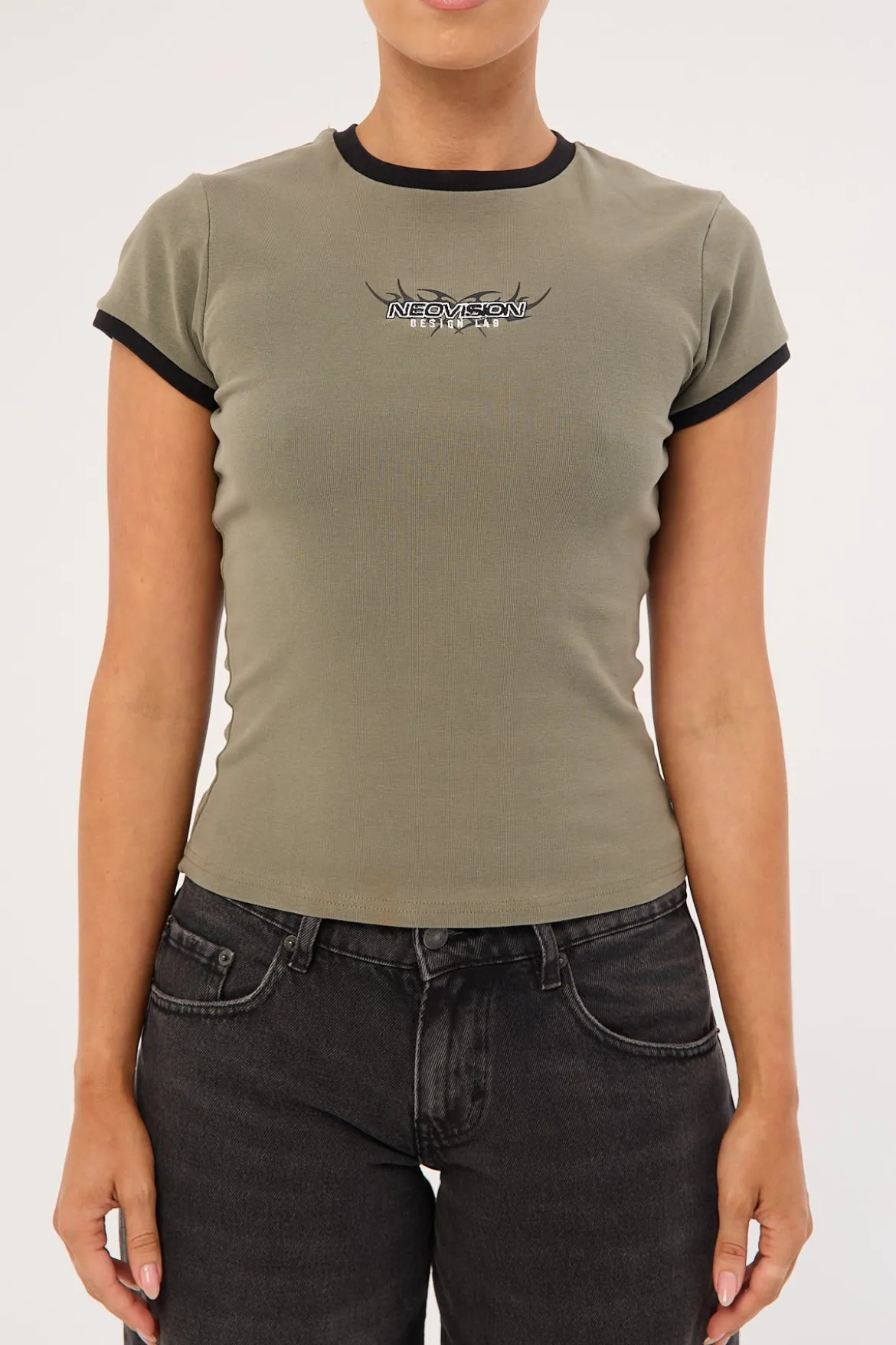 Perpetual Ringer Tee Khaki Green