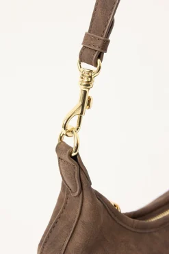 Peta + Jain Peach Shoulder Bag Choc Suede PU