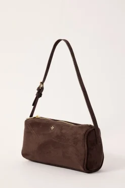 Peta + Jain Punchy Suede Mini Cylinder Bag Choc Suede