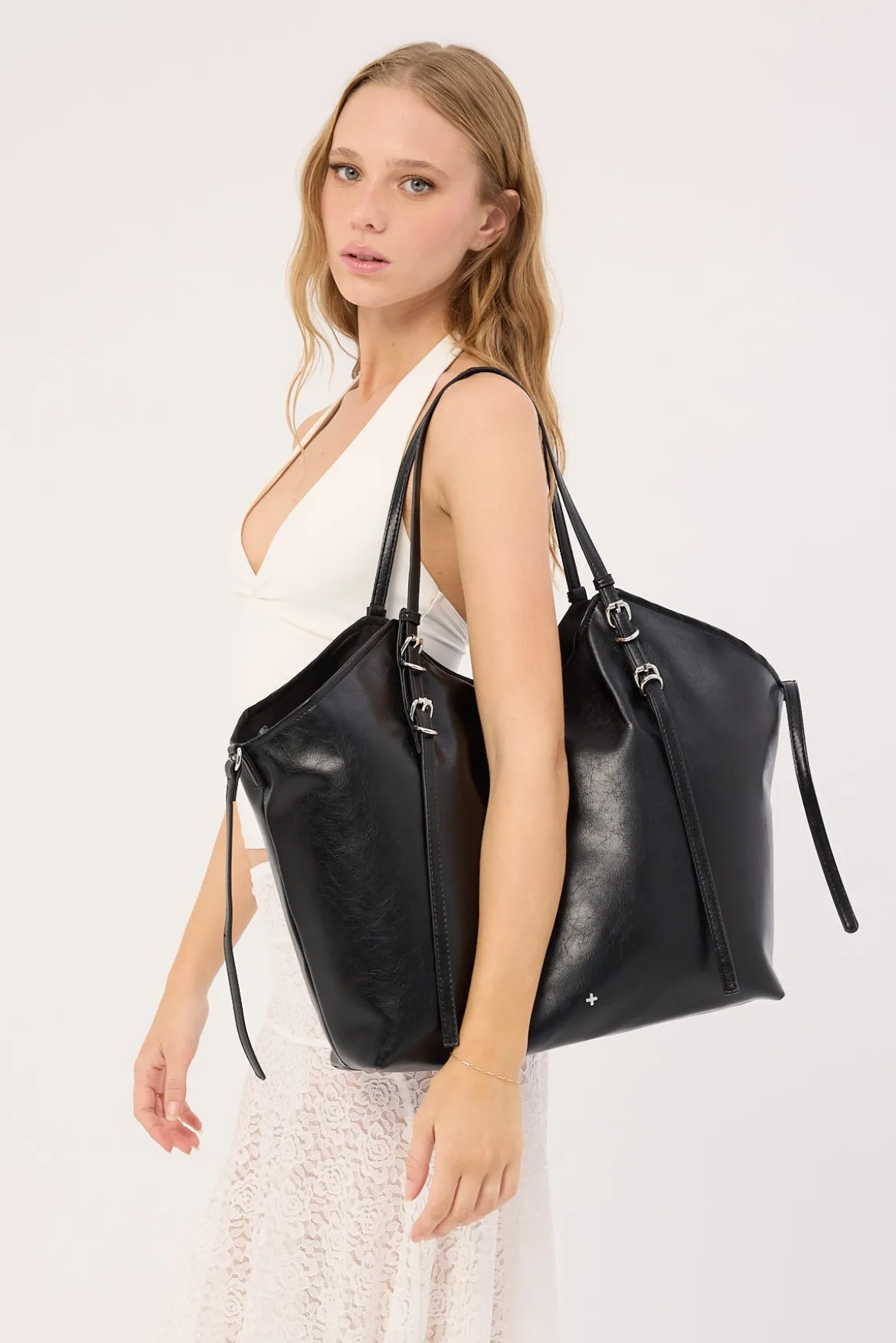 Peta + Jain Steffy Black Crinkle/Silver