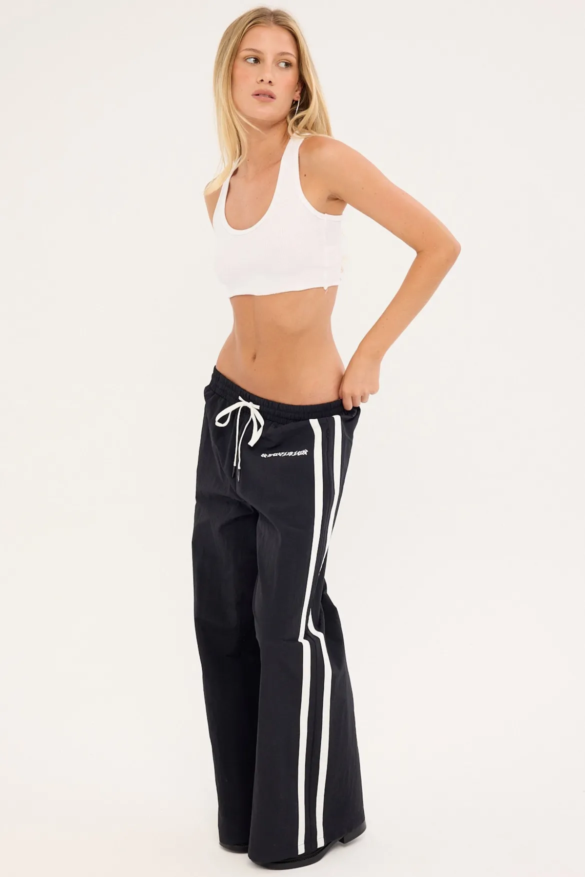 Phase Wide Leg Track Pant Black