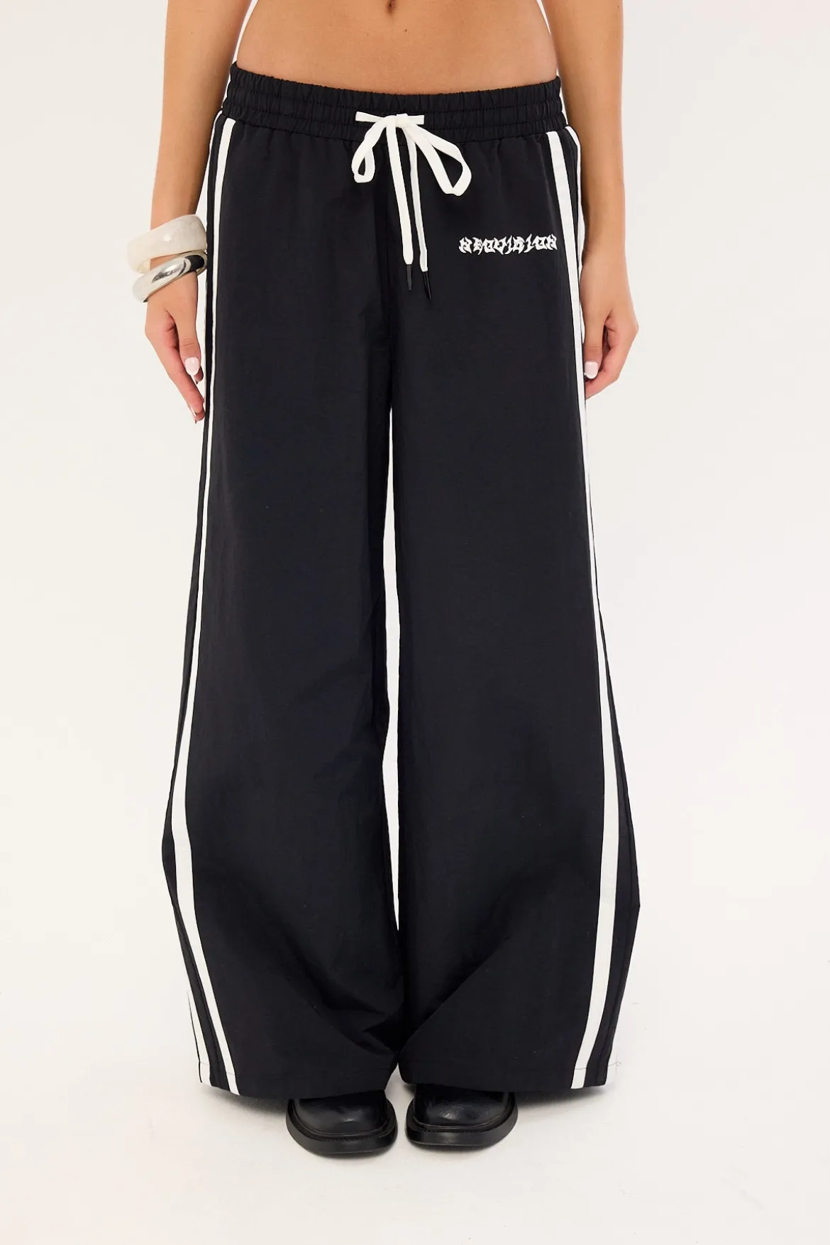 Phase Wide Leg Track Pant Black