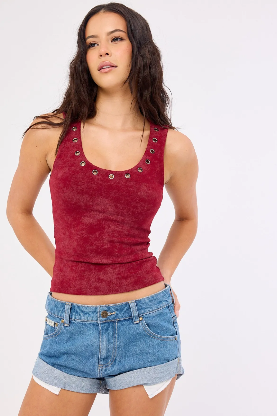 Pheonix Low Rise Denim Mini Short Middy Blue