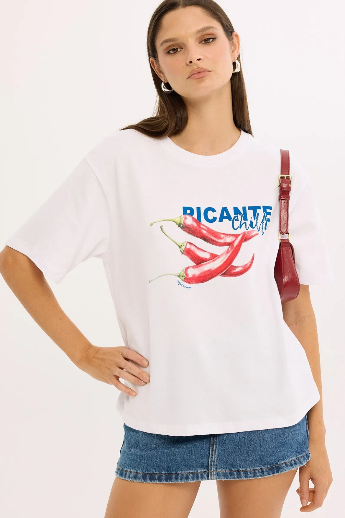 Picante Oversized Graphic Tee White