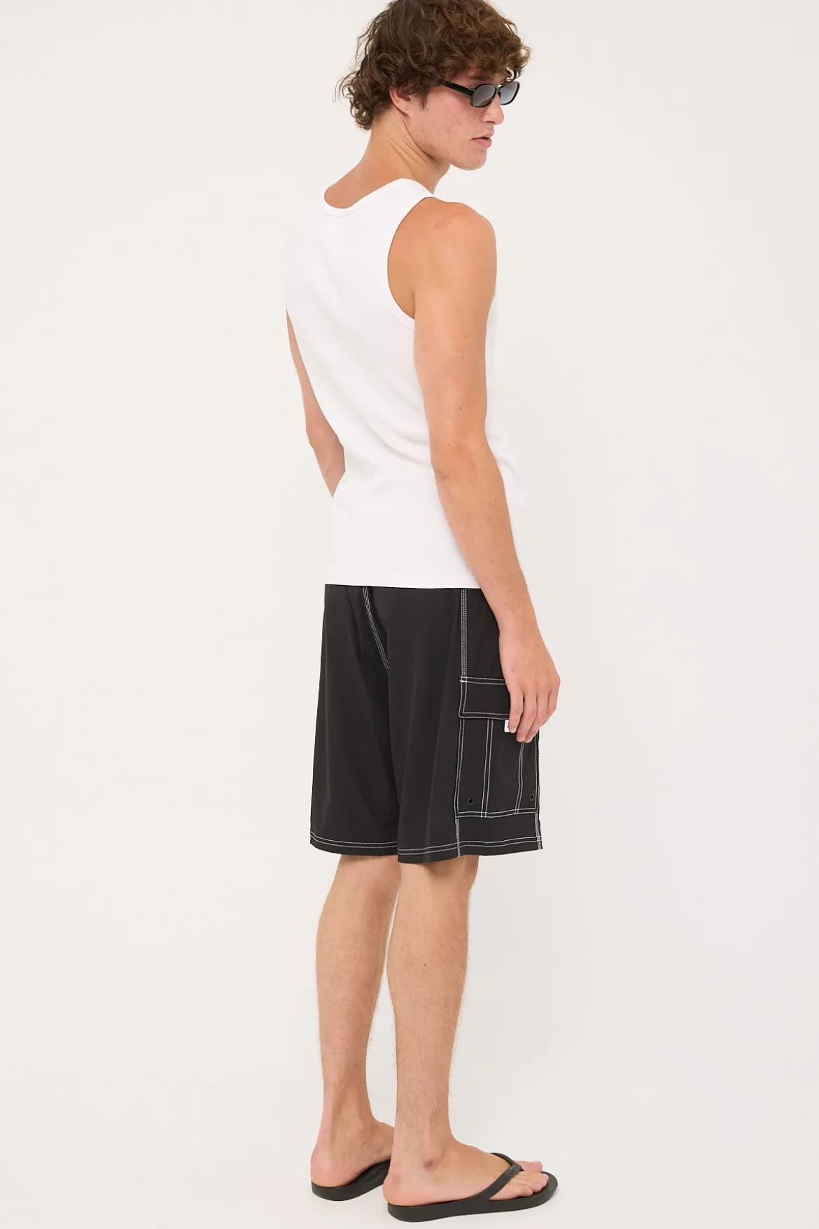 Pick Pocket Elastic Waist Boardshort Black