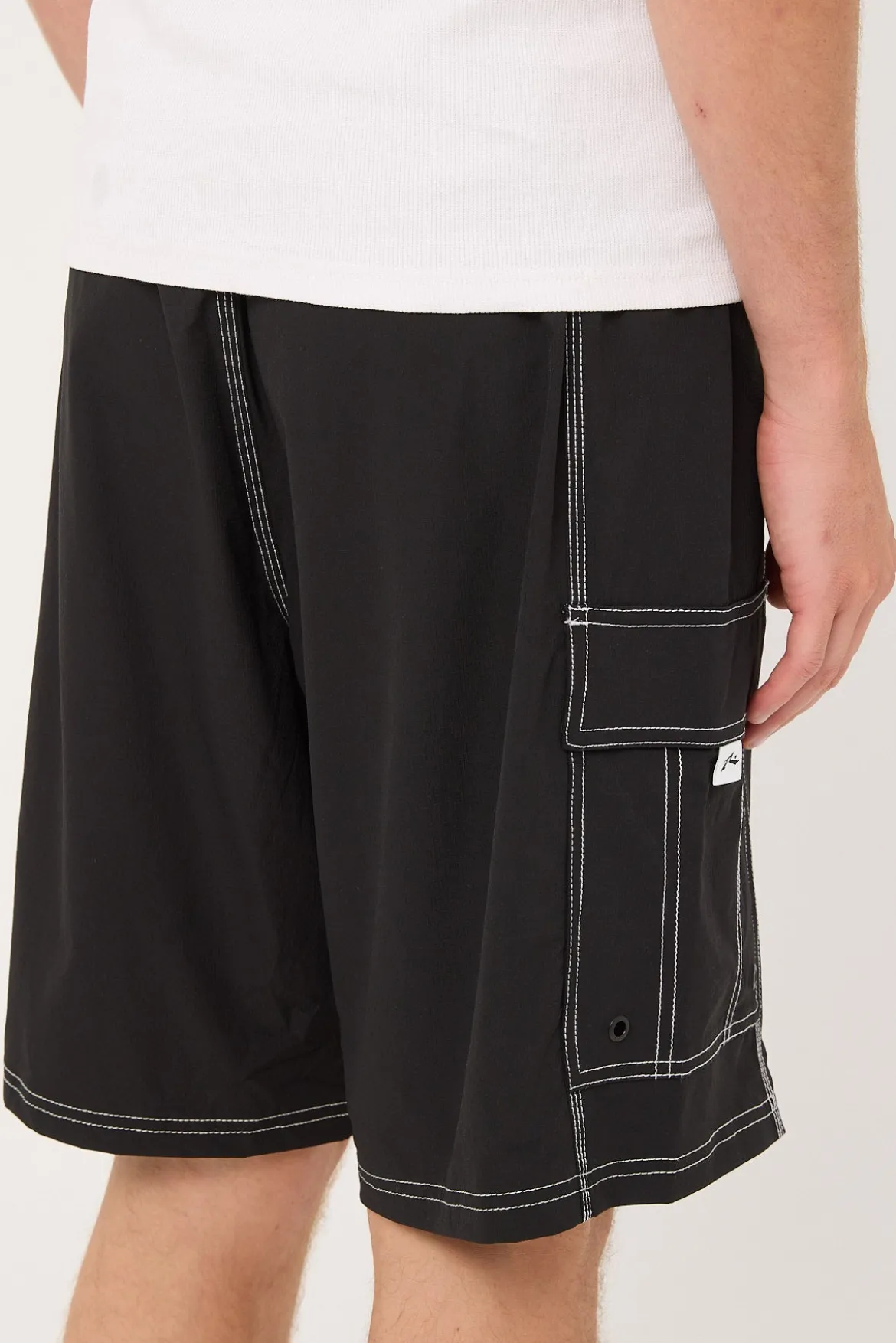 Pick Pocket Elastic Waist Boardshort Black