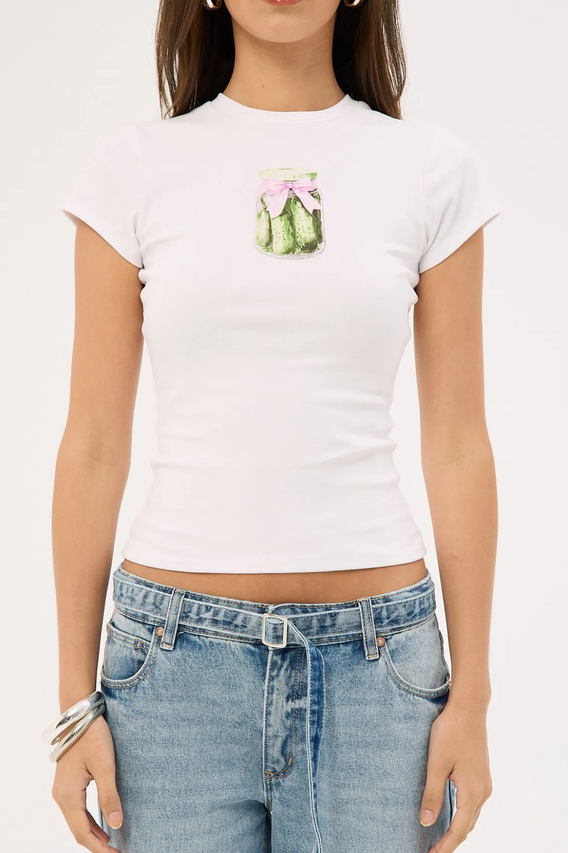 Pickles Ribbon Baby Tee White
