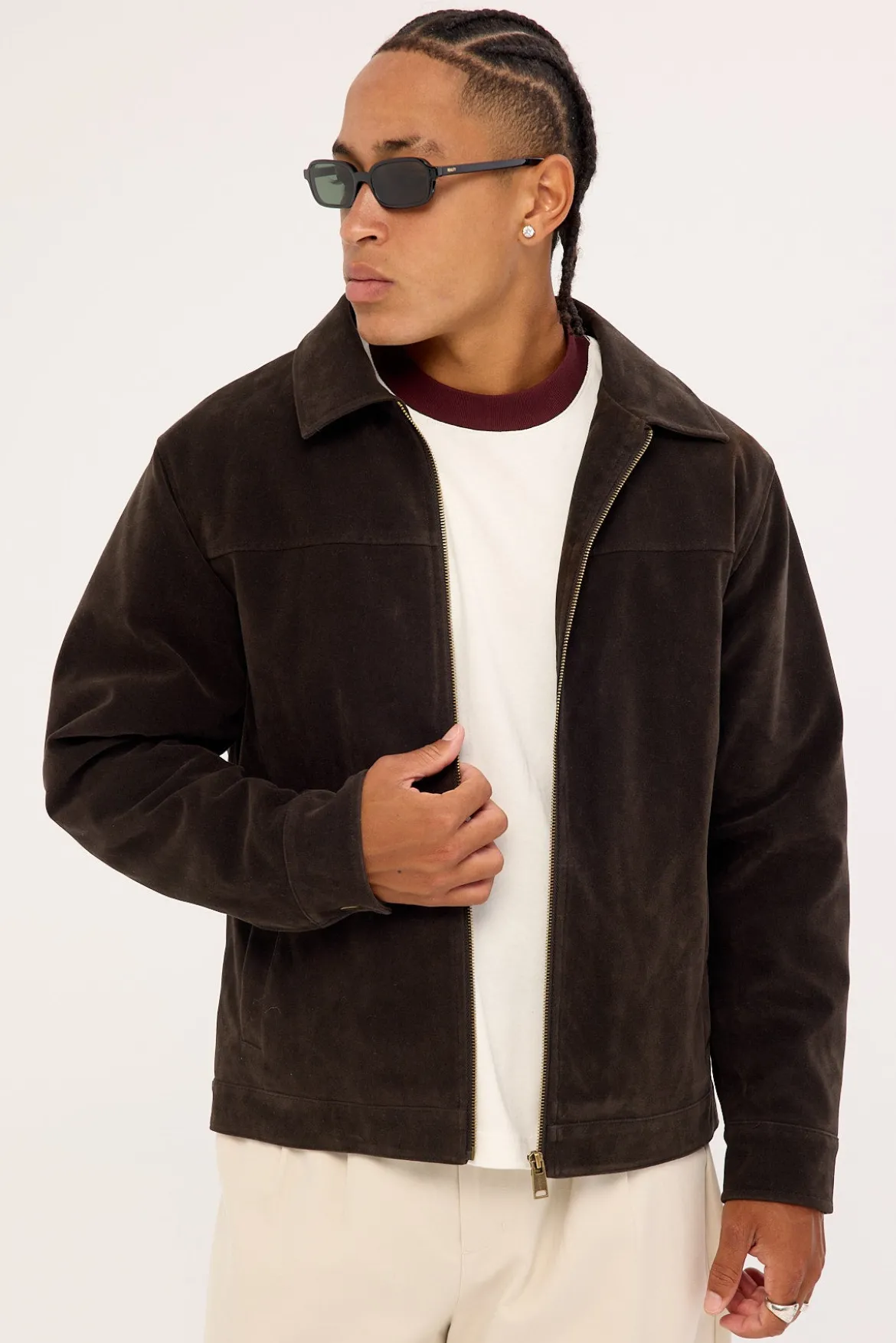 Pilot PU Suede Leather Jacket Brown