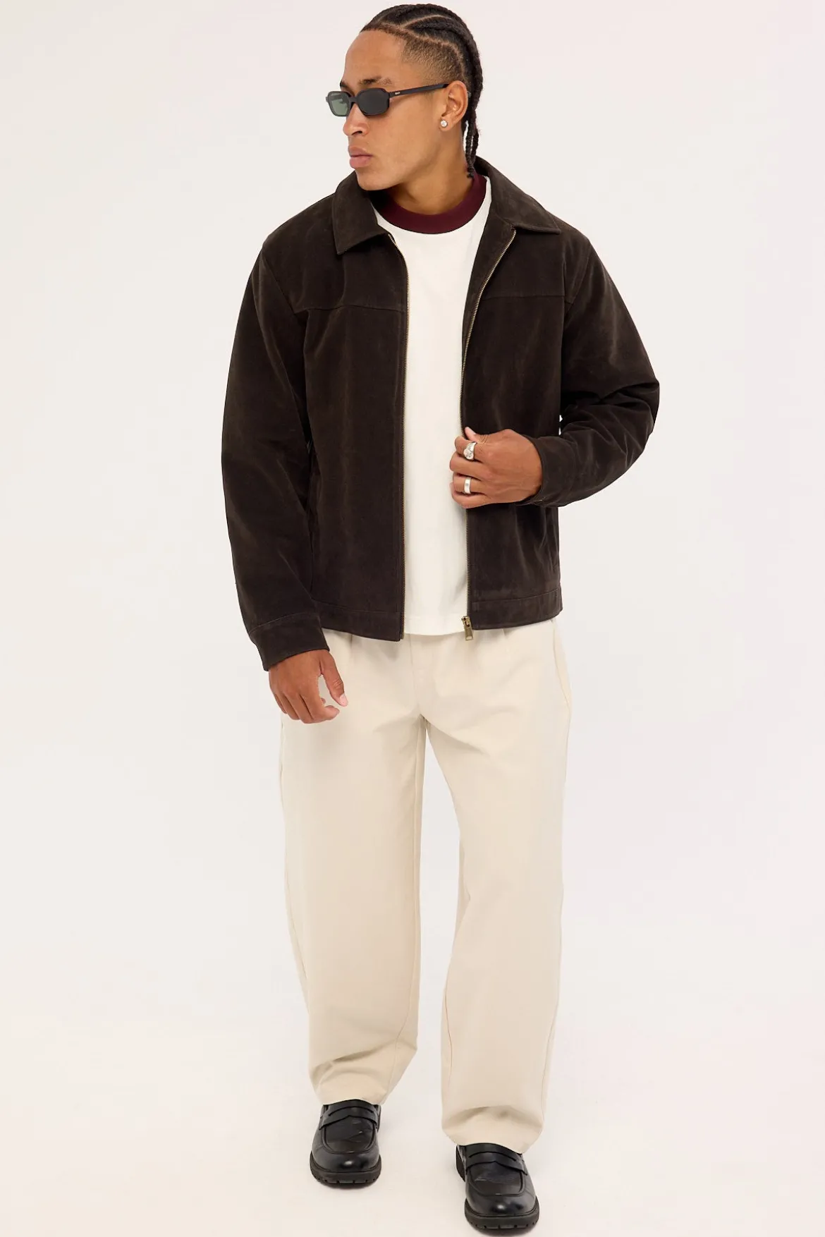 Pilot PU Suede Leather Jacket Brown