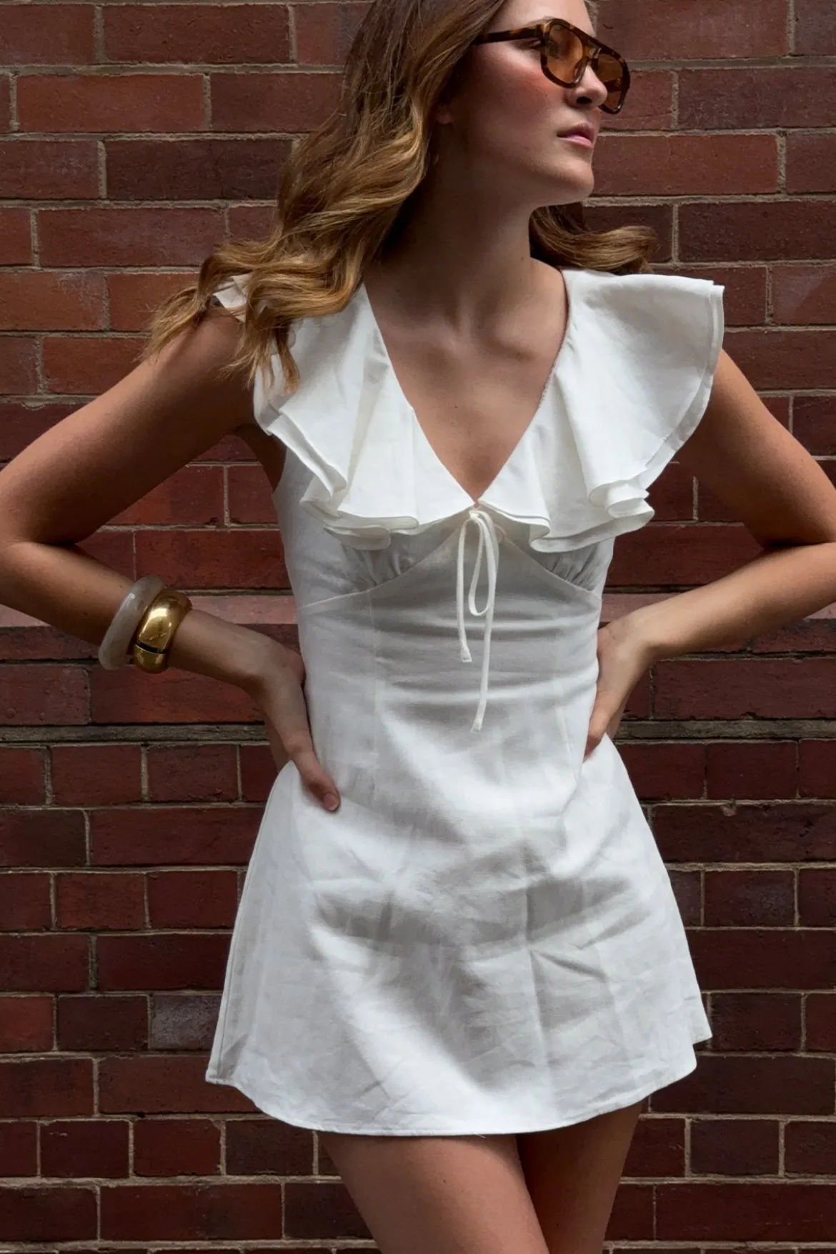 Pippa Ruffle Mini Dress White