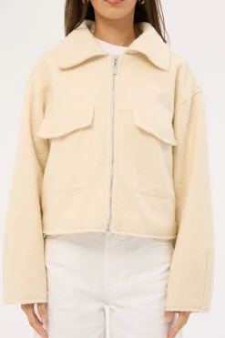 Pixie Textured Zip Up Jacket Cream