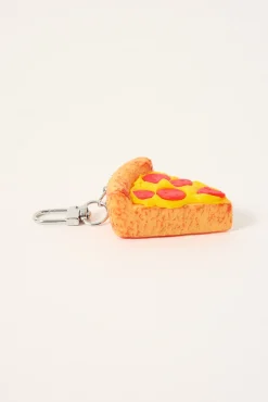 Pizza Slice Keyring Brown