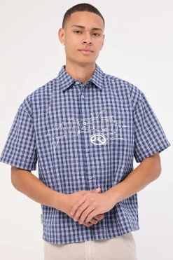 Plaid 182 Short Sleeve Shirt Dark Blue