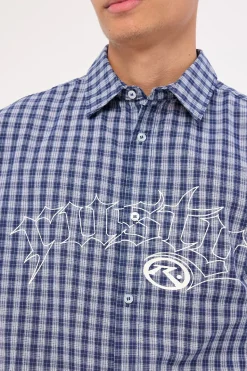 Plaid 182 Short Sleeve Shirt Dark Blue