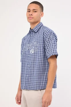 Plaid 182 Short Sleeve Shirt Dark Blue