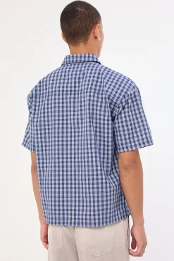 Plaid 182 Short Sleeve Shirt Dark Blue