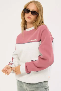 Polar Popped Panelled Crew Fleece Ecru Marle