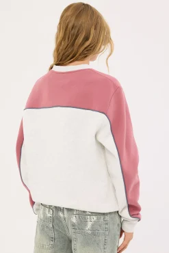 Polar Popped Panelled Crew Fleece Ecru Marle