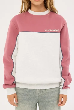 Polar Popped Panelled Crew Fleece Ecru Marle