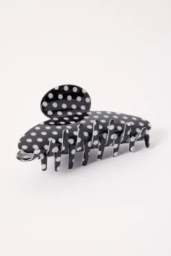 Polka Dot Hair Claw Clip Black