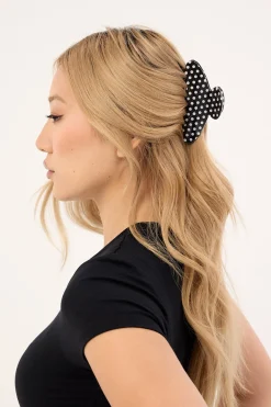 Polka Dot Hair Claw Clip Black