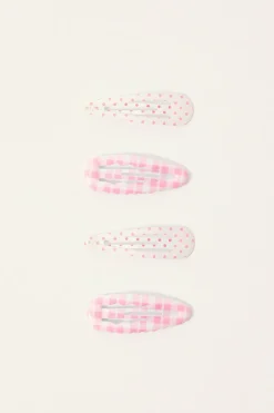Polka Dot Hair Clip Pack Pink