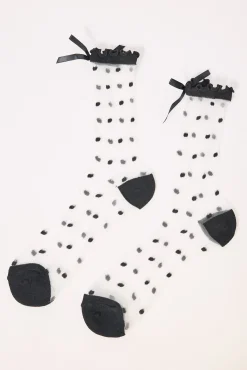 Polka Dot Sheer Sock Black