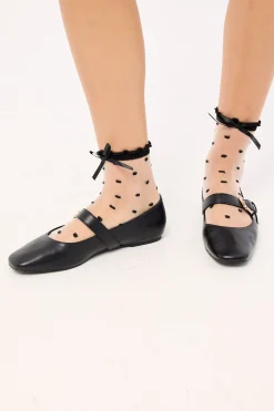 Polka Dot Sheer Sock Black