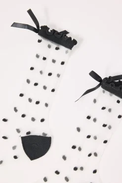 Polka Dot Sheer Sock Black