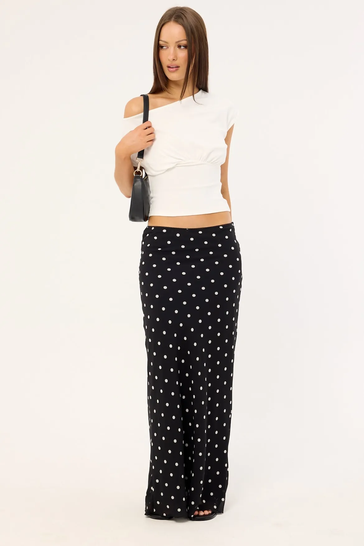 Polka Wish Maxi Skirt Black
