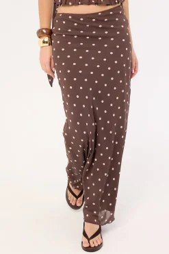 Polka Wish Maxi Skirt Brown