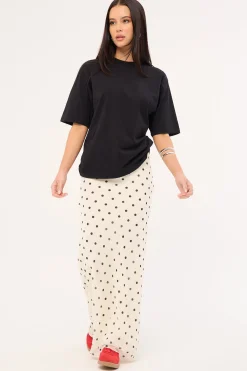 Polka Wish Maxi Skirt Cream Print