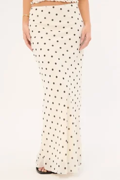 Polka Wish Maxi Skirt Cream Print
