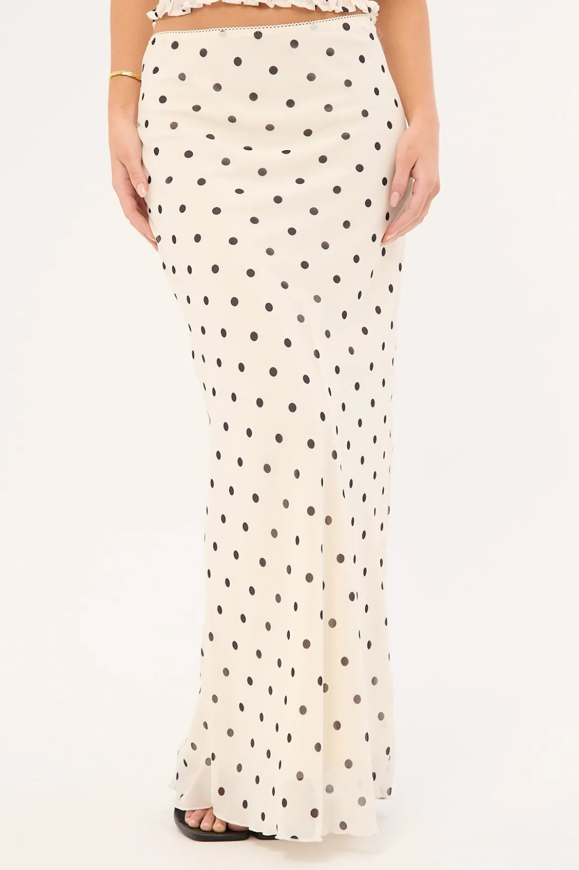Polka Wish Maxi Skirt Cream Print